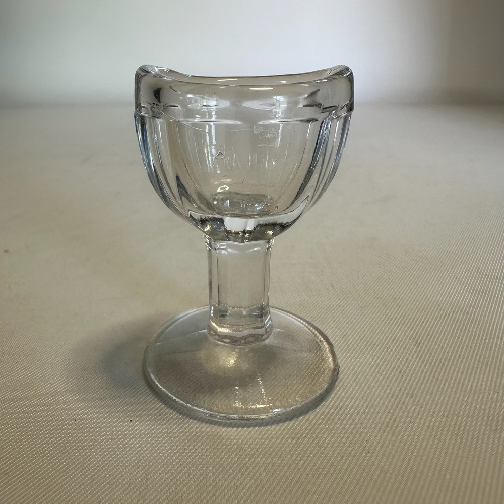 Vintage Clear Glass Eye Wash Cup Pedestal Foot Apothecary Medical Decor